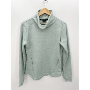 Spyder Active Blue Green Cowl Neck Pullover Fleece Zip Pocket Women Size Medium
